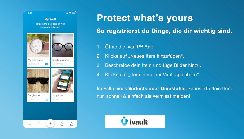 Wertsachen schützen mit der ivault App: So registrierst einen Gegenstand. Du kannst diese Kurz-Anleitung gerne speichern und mit anderen teilen.